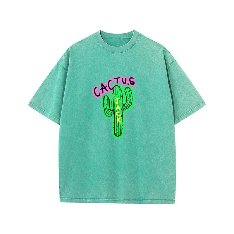 Винтажная хлопковая Футболка 230 г с коротким рукавом Cuctus Y2K, американская Ретро футболка для мужчин и женщин, летние футболки в стиле хип-хоп, футболки в стиле Харадзюку