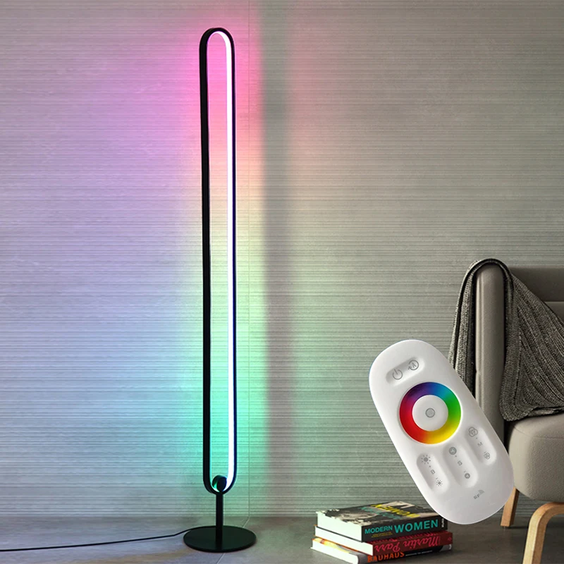 

Nordic RGB Corner Floor Lamp Modern Simple LED Rod Floor Lamps for Living Room Bedroom Atmosphere Standing Indoor Light Fixtures