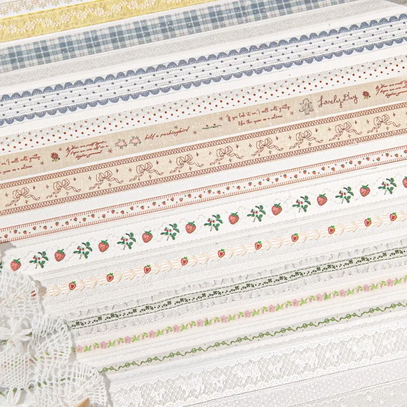 3롤 수제 레이스 시리즈 글리터 샌드 PET 테이프 세트 스크랩북킹 DIY 저널 장식 선물용