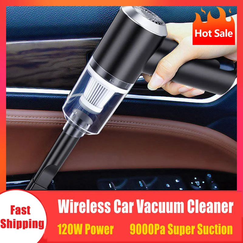 Portable Wet and Dry Car Vacuum Cleaner For Home Appliance 120W Power 9000pa Suction Mini Handheld Wireless Cleaning Appliances 120w car vacuum cleaner portable 4000pa wet dry dual use wired dust collector 12v black home appliances