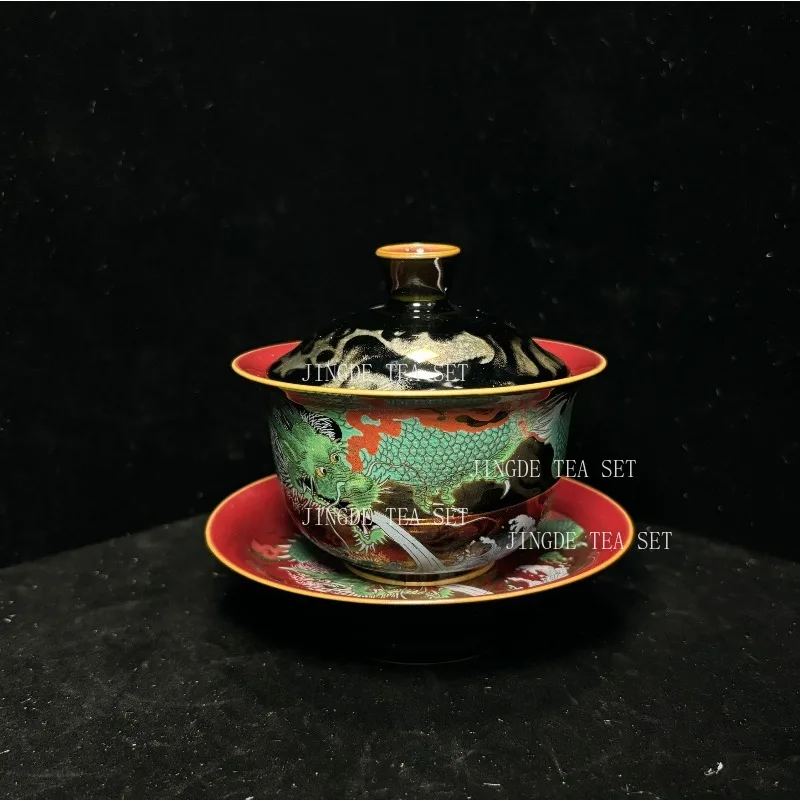 Enamel Color Three CAI Gaiwan Exquisite Ceramic Tea Bowl with Lid Cup Chinese Tea Set Gifts High Quality Tea Infuser