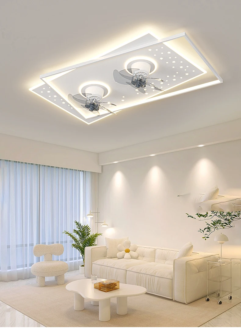 Description Picture 2 of itemLiving Room Dining Room Ceiling Fan Lamp Light Luxury Home Integrated Mute Starry Sky Ceiling Fan Lights 360 degree rotation