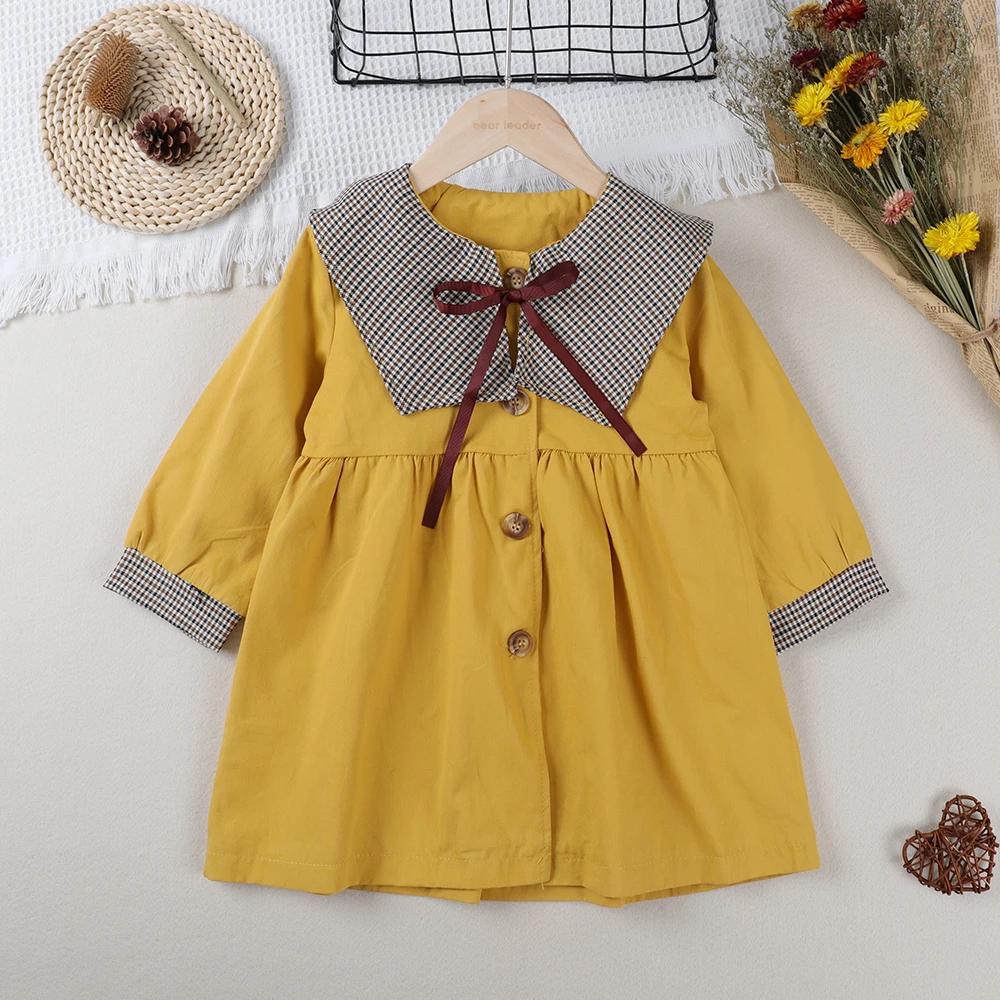 

Menoea Spring Fall Kids Fashion Trench Coat 2-7Y Girls Turn-down Collar Long Windbreaker Children Outerwear Girls Trench Coat