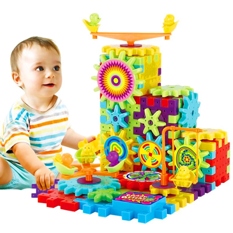 81 PCS Electric Gears 3D Model Building Kits Plastic Brick Blocks Educational Toys For Kids Children Gifts