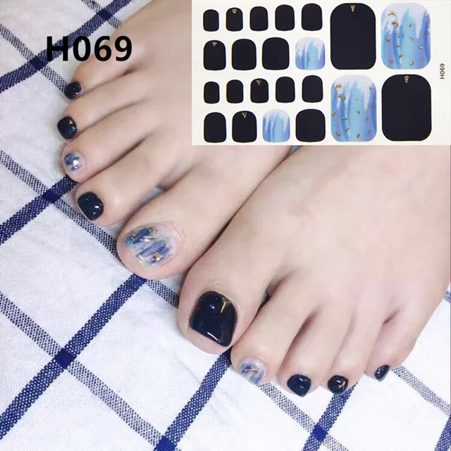 22tips Korea Toe Nail Sticker Wraps Adhesive Decals Toenail Polish Strips DIY Pedicure Foot Decals Manicure Women H069