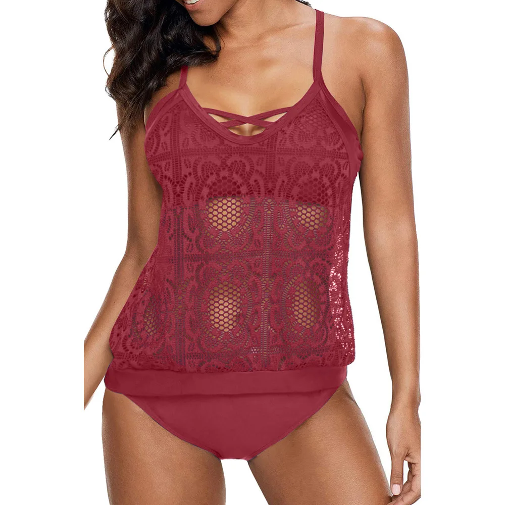Crochet Bikini Swimsuit 2022 new Sexy Lace Knitted Push Up swimwear women One Piece Solid Bikinis Set Swimwear Hollow