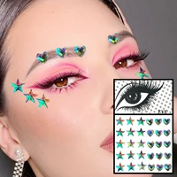Red Heart Face Jewelry Temporary Tattoos Eye Forehead Diamonds Jewels Makeup Sticker Sparkle Water Drop Gems Nail Art Festival 2