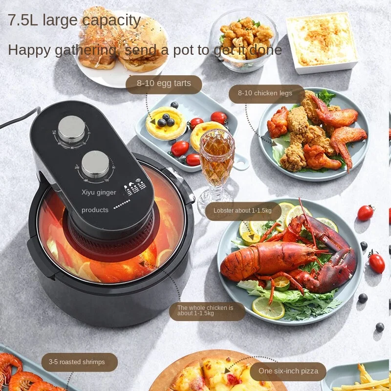 SHengwin 220V Multifunction Air Fryer Household Touch Screen 5L Electric Oil-Free Fryer