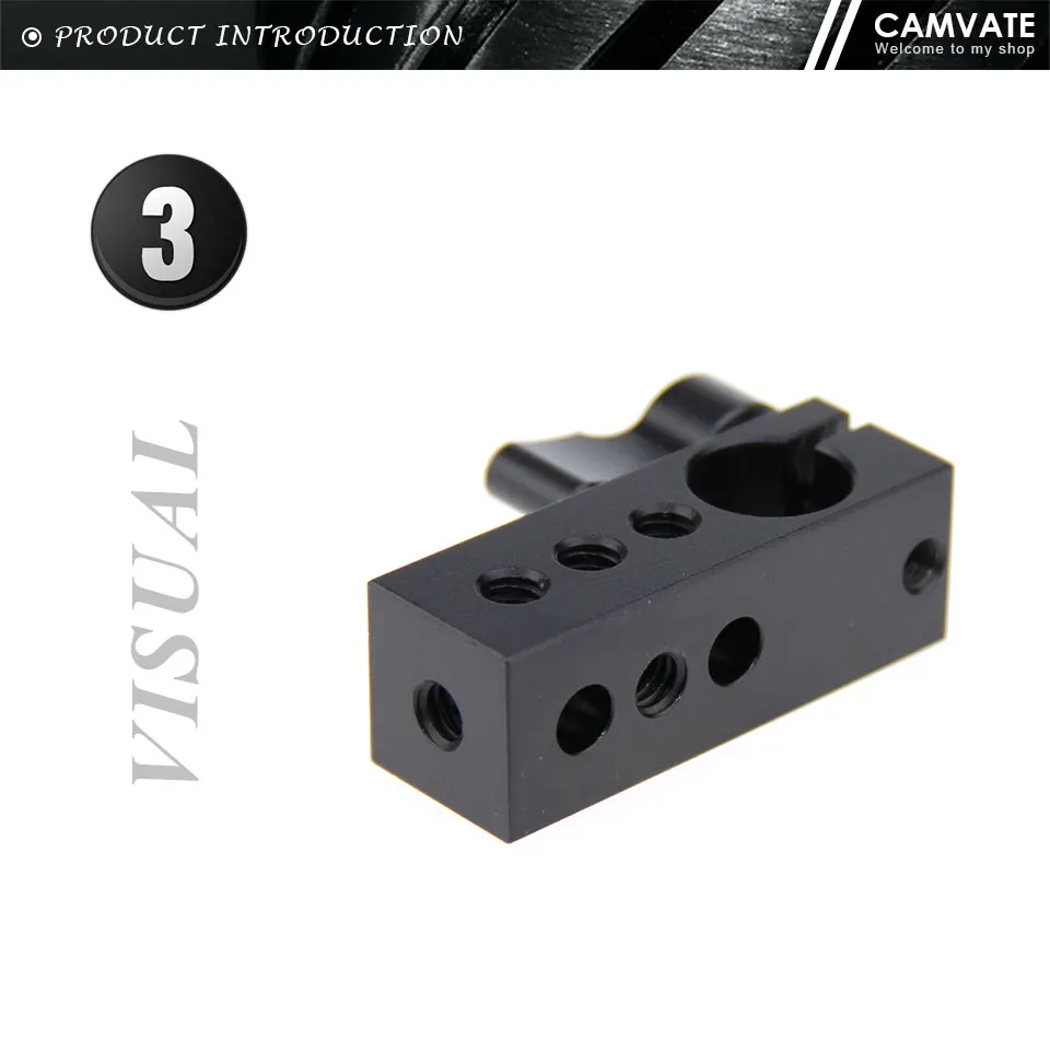 Standard 15mm Single Rod Clamp Adapter With 1/4" Thread Holes For DSLR Camera Ca