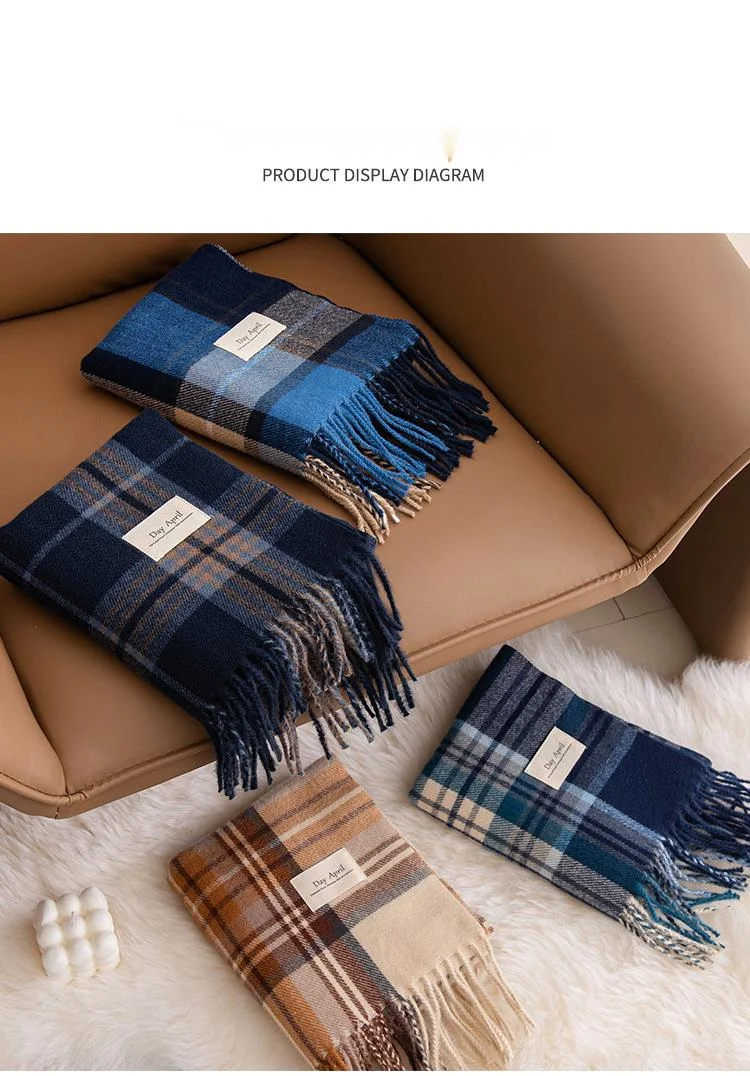 Cashmere Scarf Plaid Shawl Warm Winter Scarf For Women Versatile_voghion.com