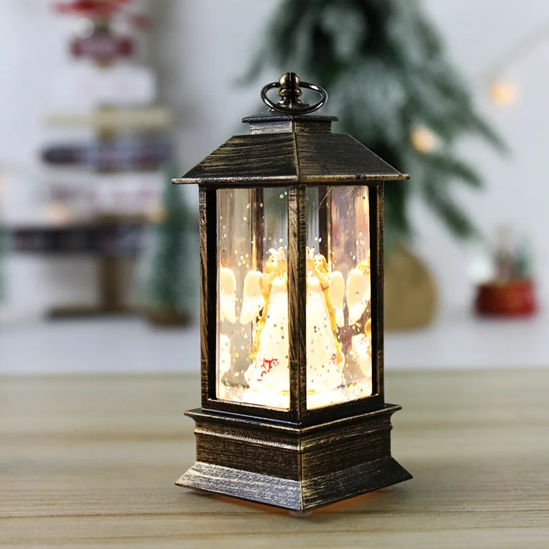 thumbnail image 1 of Farol navideño colgante con luces LED parpadeantes, luz nocturna, decoración, farolillo con forma de bola de nieve de simulación brillante, 1 of 5