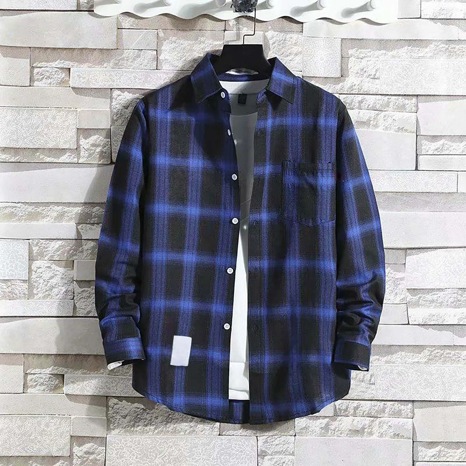 Checkered Printed Shirt Lapel With Single Breasted Chest Pocket Long Sleeved Top Men&rsquo;s Autumn Fashionable Casual Cardigan button down shirt