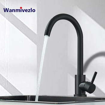 Rubinetto da cucina opaco in acciaio inossidabile Lavelli da ponte Rubinetto ad arco alto Girevole da 360 gradi Miscelatore acqua calda fredda 1