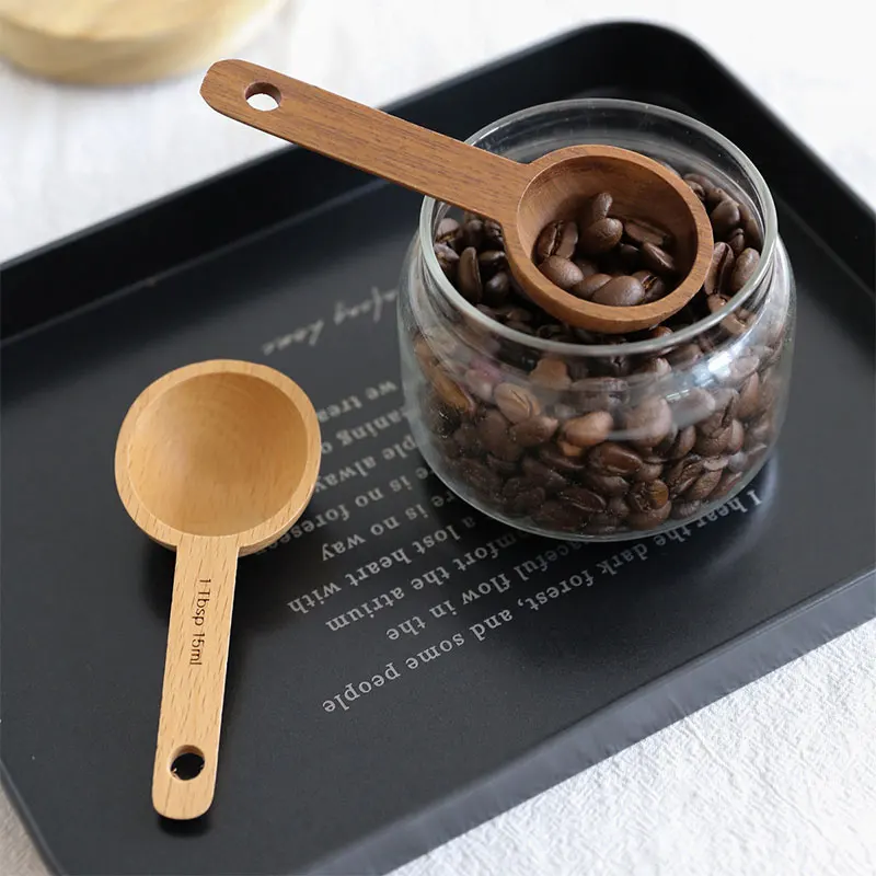 Wood Measure Spoon Sugar Spice Tea Coffee Beans Scoop Wooden Measuring Home Kitchen Cooking Baking Measurement Tools 10/15ML 1PC