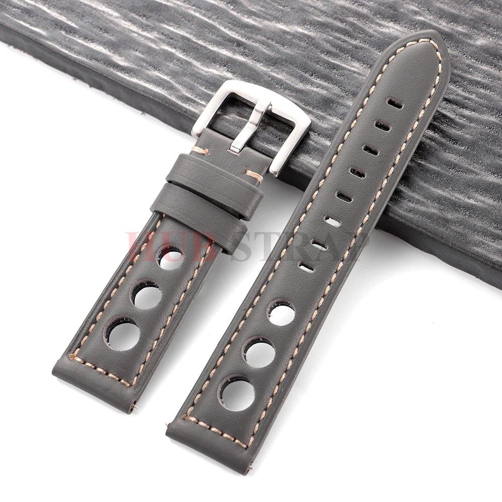 Rindsleder Armband Armband Vintage Echtes Leder 20mm 22mm 24mm Armband Frauen Männer Mode Uhr Band Gürtel mit Dornschließe – Detail 15