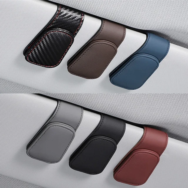 Caja de gafas de parasol de coche Universal para coche, Clip para gafas de  sol, soporte para tarjeta, estuche de bolígrafo, accesorios para coche -  AliExpress