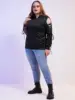 ROSEGAL plus Size Women's Hoodie with Casual Ears And Lace-Up Sleeves Spring Pullover Casual Comfortable Fit
