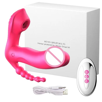 3 IN 1 G Spot Sucker Vibrator for Women Vibrating Anal Bead Clitoris Stimulator Remote Control Wearable Vibrator Panties Sex Toy 6