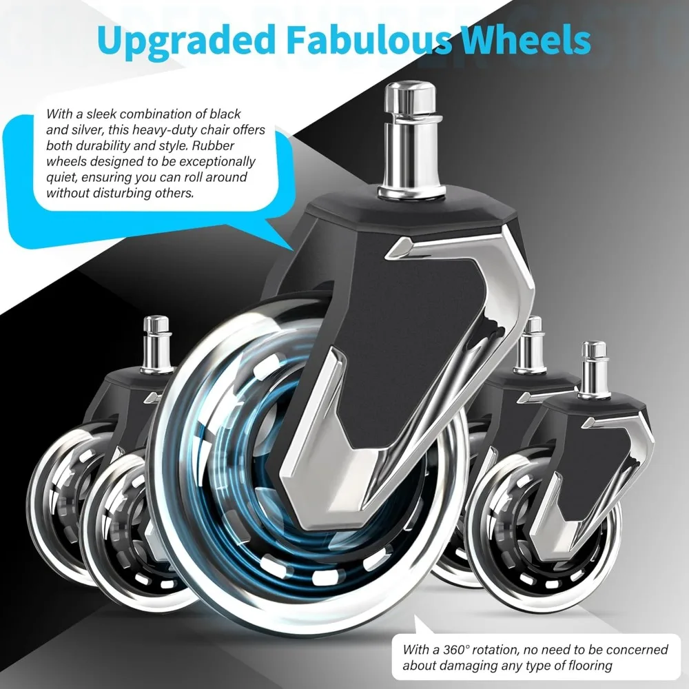 Big and Tall Office Chair 700lbs - Adjustable Headrest&Lumbar Support, 3D Flip Arms, Large Wheels &Heavy Duty Metal Base, Ergono