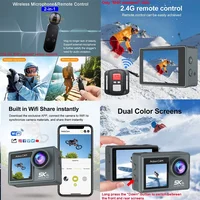 Action Camera F6W Wireless Mic 5K 4K60FPS 48MP 2.2" Touch LCD EIS Dual Screen Wi-Fi 170D Waterproof 30M 8X Zoom Sports Camera 2