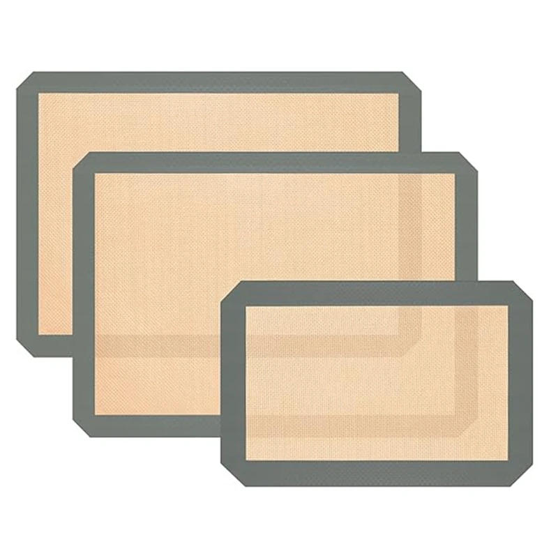 

3-Pack Baking Mat Silicone Baking Mat Non-Stick Bread Baking Mat High Temperature Fiberglass Baking Mat