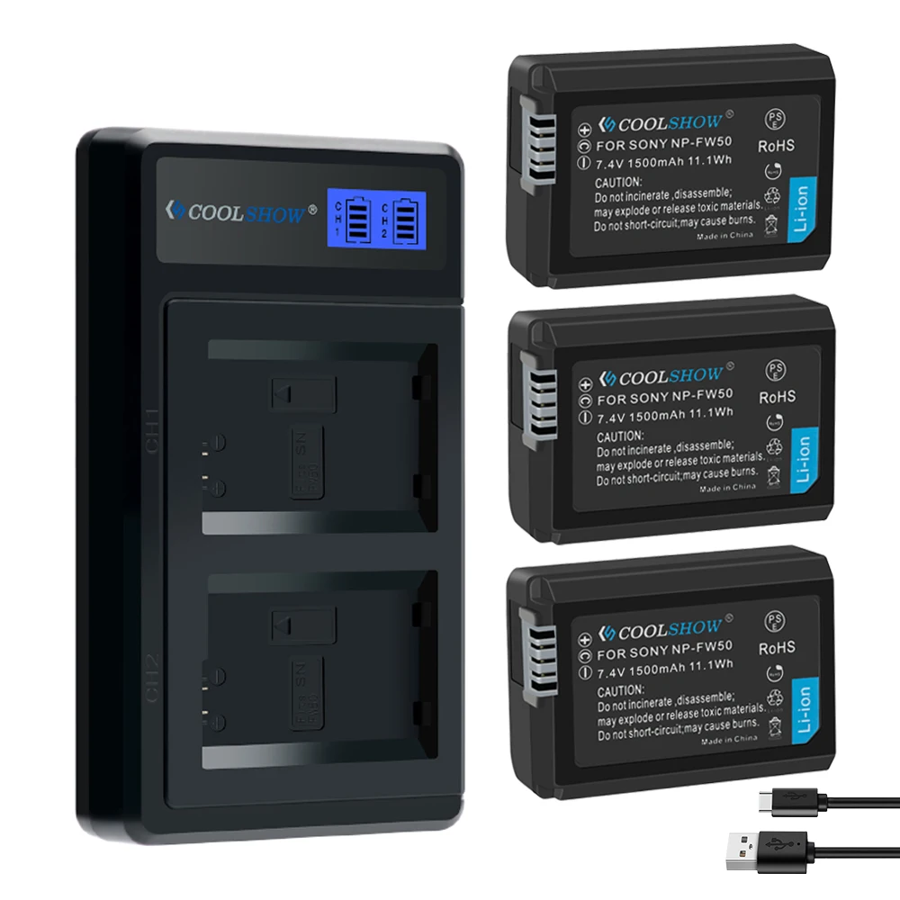 Np-Fw50 Caricabatterie Per Sony Alpha A6500 A6300 A6000 A5000 A3000 Nex-3 Alpha 55 Alpha 7 A72 A7R Np Fw50 Batteria Per Fotocamera