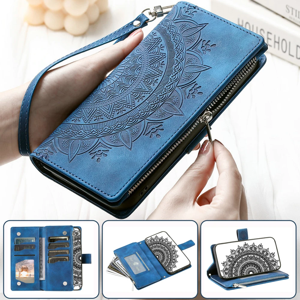 Zipper Wallet Flip Case with Card Holder and Book Cover Design