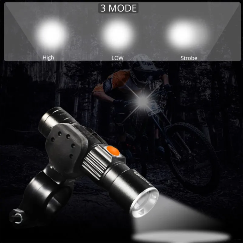 ZK30 3 in1 8000 lumenów rower światła LED ładowane na USB wodoodporna Super Bright Zoom reflektor tylne światła MTB światło rowerowe