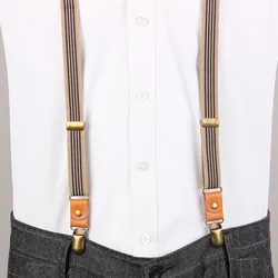 Y-Shaped Shoulder Straps New Leather Adjustable Elastic Drawstring Elasticity Stripe Pattern Suspender Pans Strap Men and Women