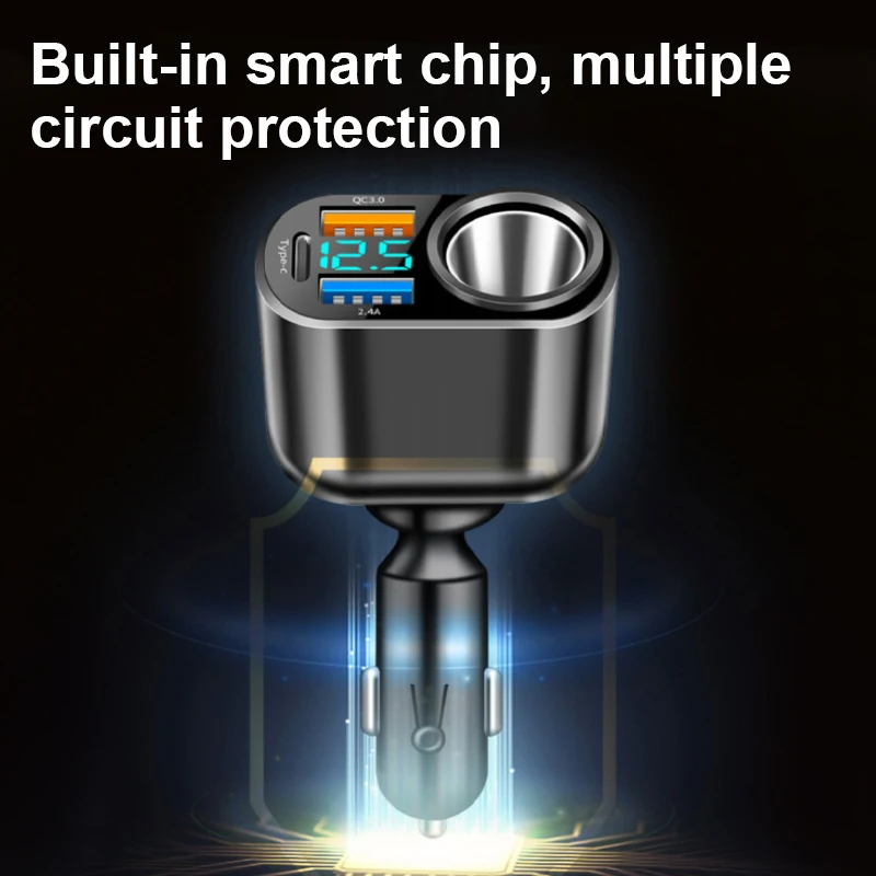 Car Charger 3 USB Port Fast Charge Adapter for 12V 24V Vehicles