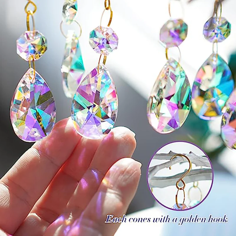 Crystals Wind Chime Prism Sun Catchers Handmade Jewellery Garden Hanging Pendant Rainbow Suncatcher Ornament Garden Decor 2