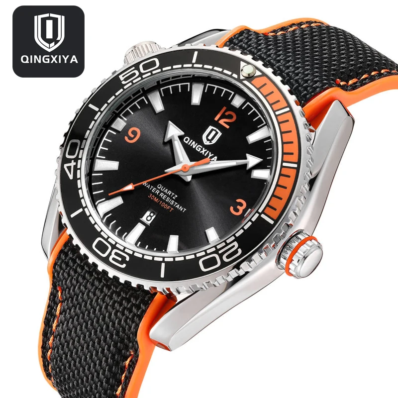 QINGXIYA Brand New Sports Quartz Watch Men Silicone Strap Waterproof Luminous Mens Watches Fashion Calendar Wristwatch Relogio