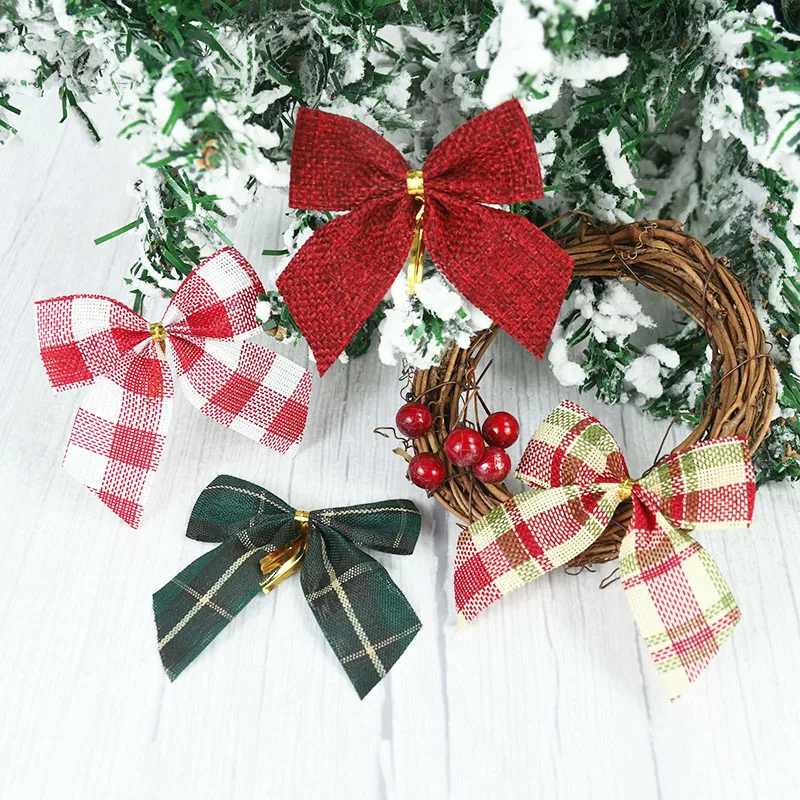 12 Nœuds De Noël En Velours Pour Sapin - Décorations Ruban Doré, Rouge, Bordeaux, Vert - Lot Festif