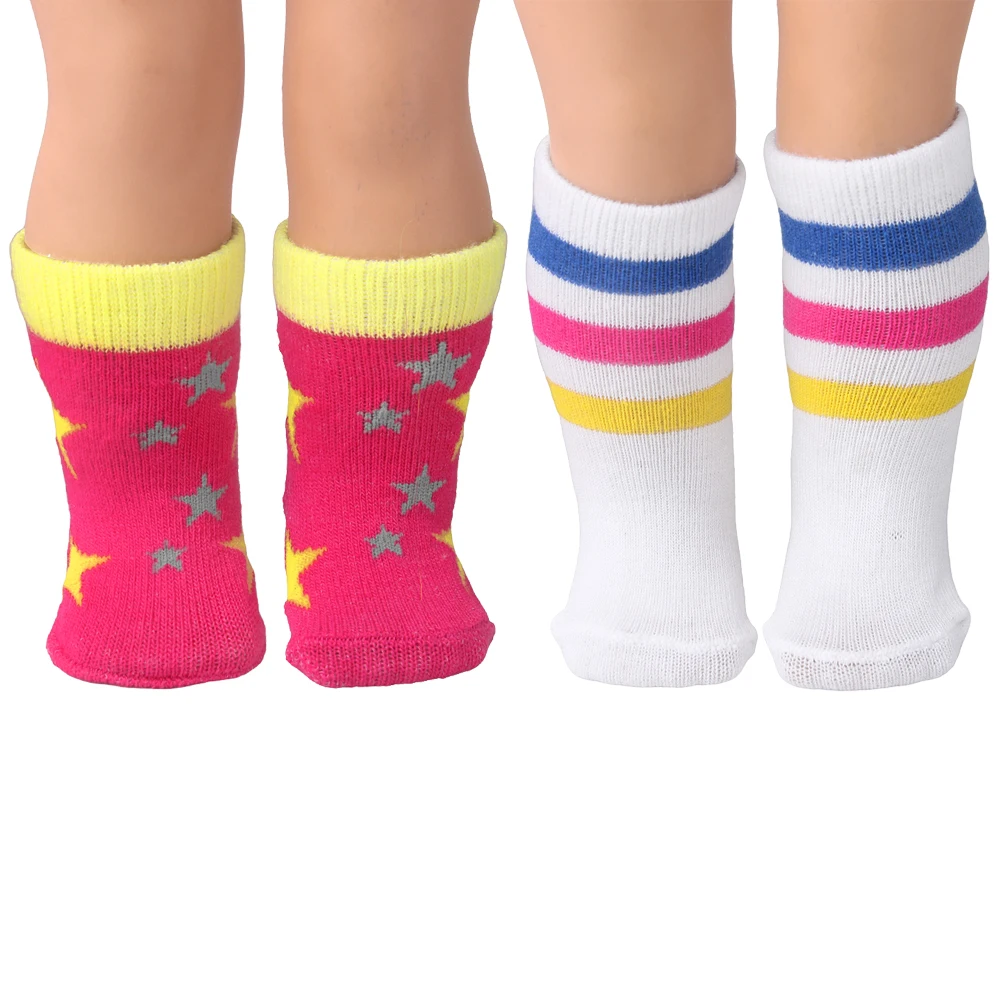 Doll Clothes Princess Dress Shoes Socks American Newborn Shoes Baby 18 Inch Girl Doll Toy Accessories Fit 43 Cm Baby Doll