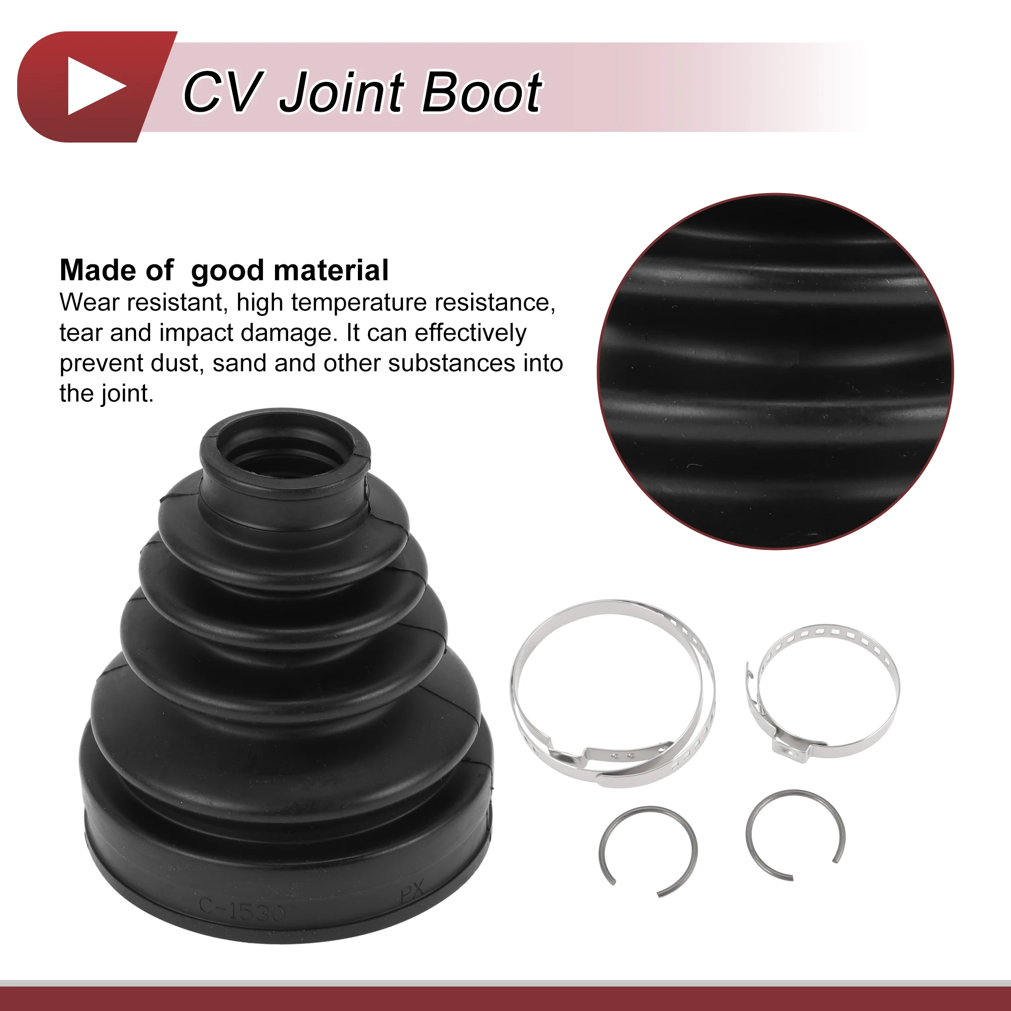 X Autohaux 1 Set CV Joint Boot Kit Inner Constant Velocity Joint Boot W/ Clamps for Lexus GX460 2011- No.443760090