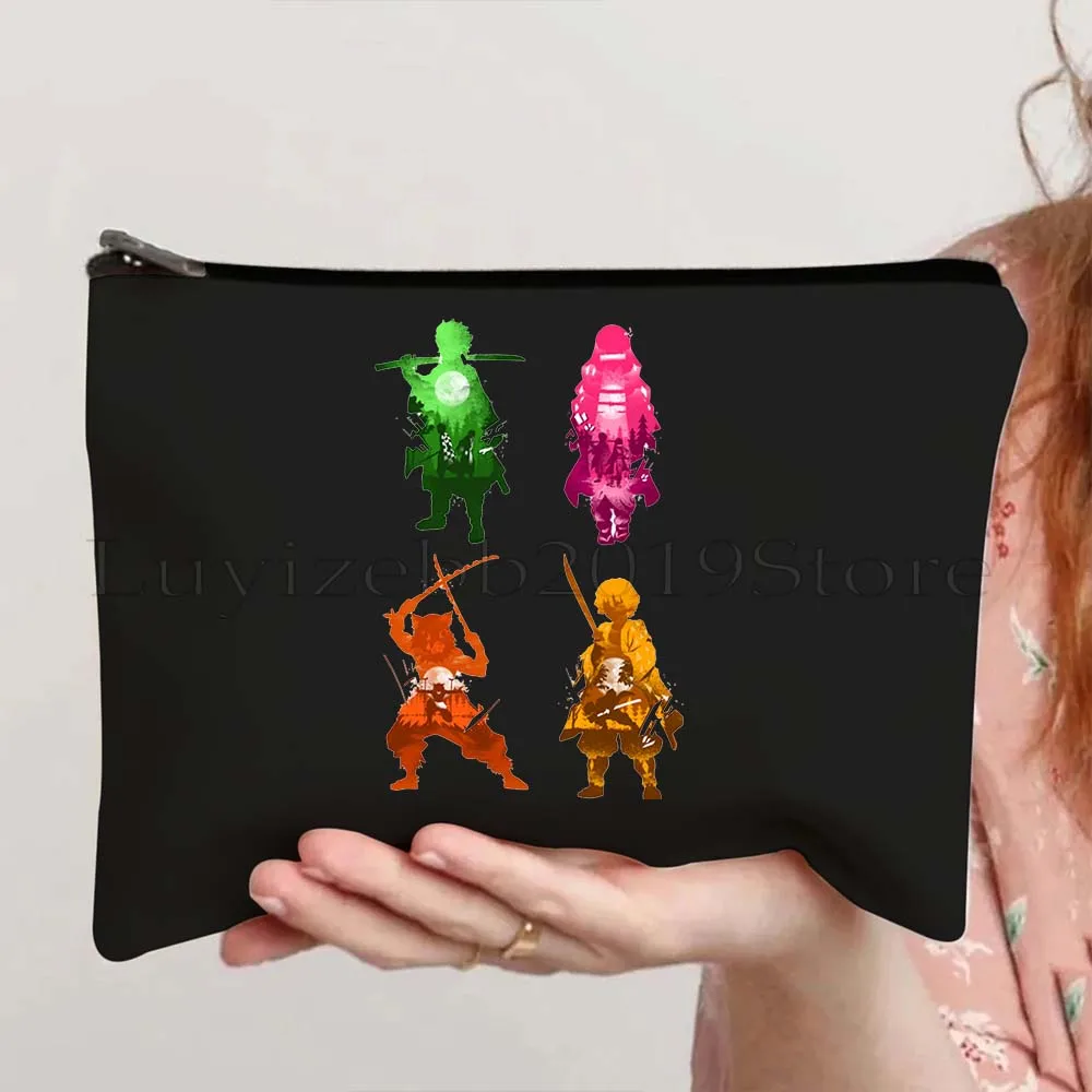 Anime Demon Slayer Gifts Tanijro Giyuu Kimetsu Nezuko Canvas Cosmetic Makeup Toilet Storage Card Bag Pencil Case Zipper Pouch 6