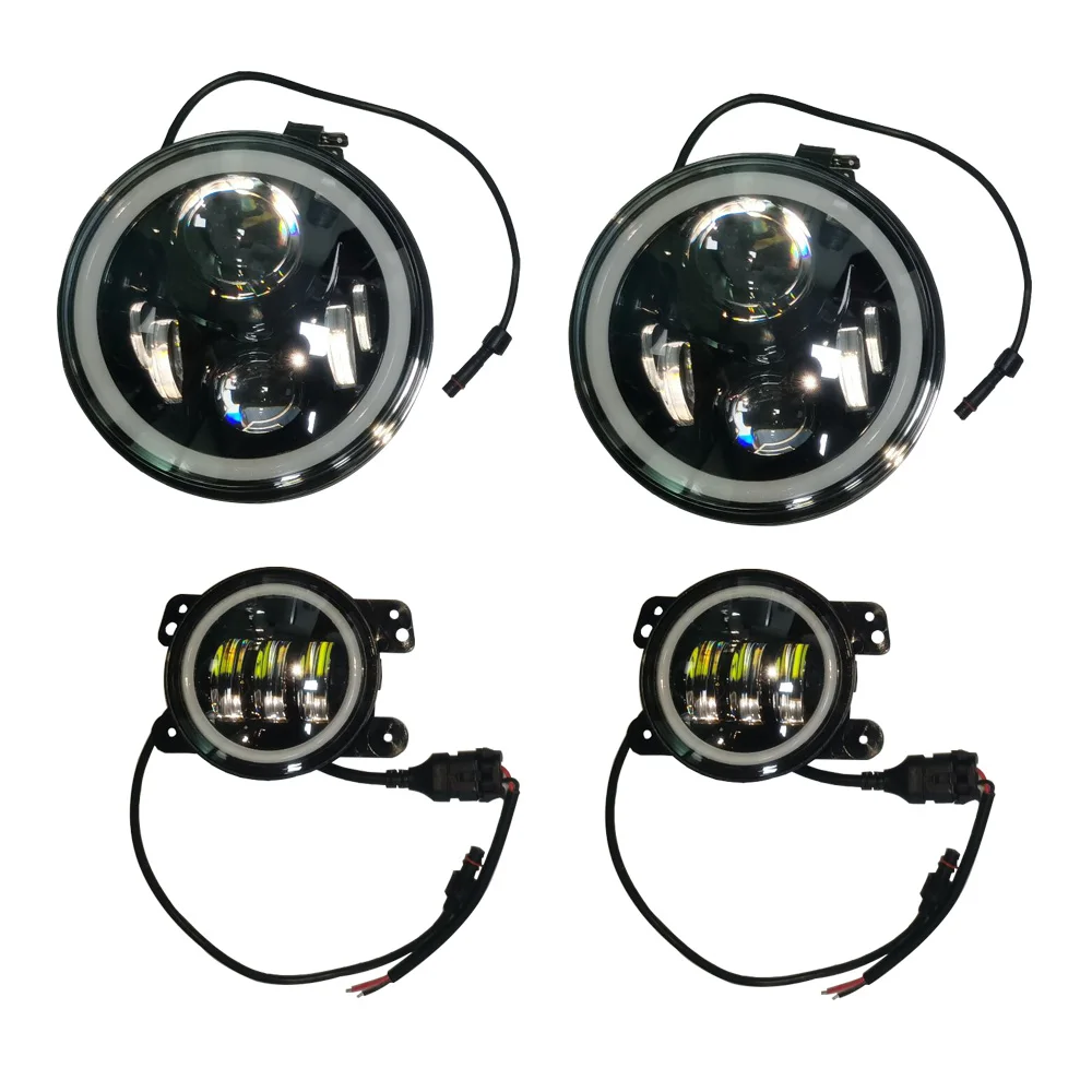 

Lantsun LED6118 для wrangler JK светодиодный передняя фара и противотуманная фара RGB головка