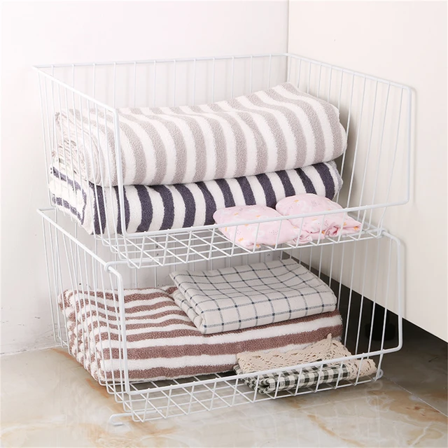 Stackable Wire Baskets For Pantry Storage and Organization with Pantry  Storage Bins With Handles Sturdy Metal