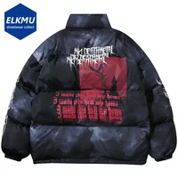Oversized Hip Hop Parkas Padded Puffer Jacket Men Winter Warm Coat Letter Graphic Tie Dye Streetwear Jackets Y2K Parkas Coats 1