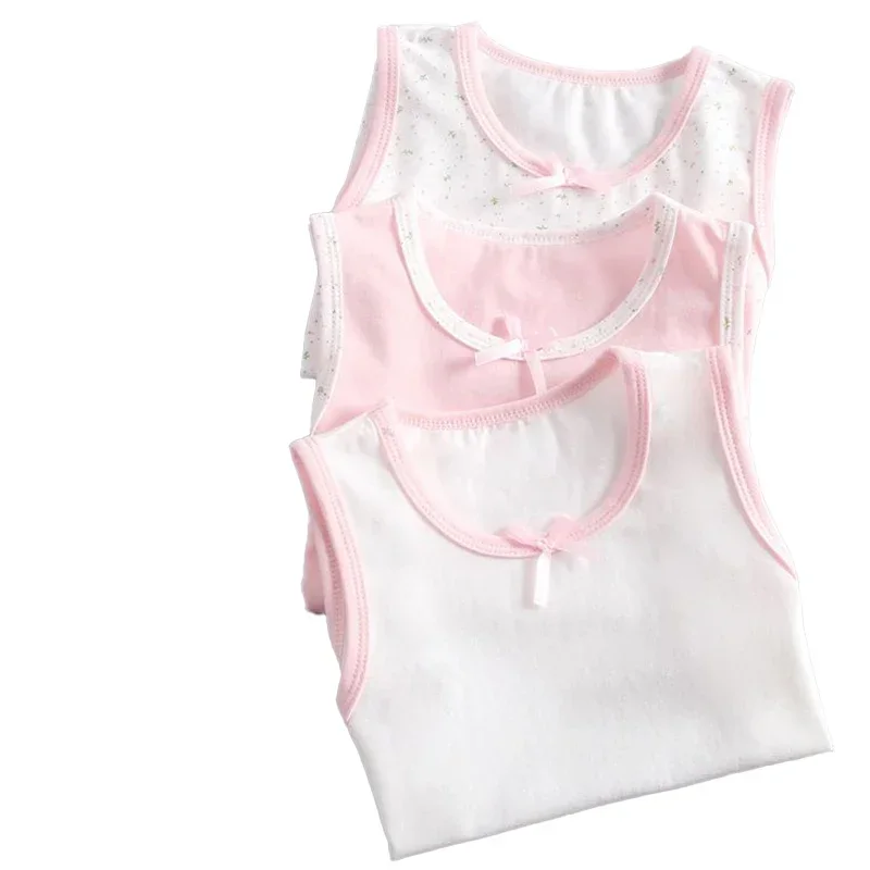 Kids Vest Tank Top Girl Tops Soft Korean Style Pink/Flowered 100-150Yard Cute Fashionable Wear Toddler Tops Teenage Clothes