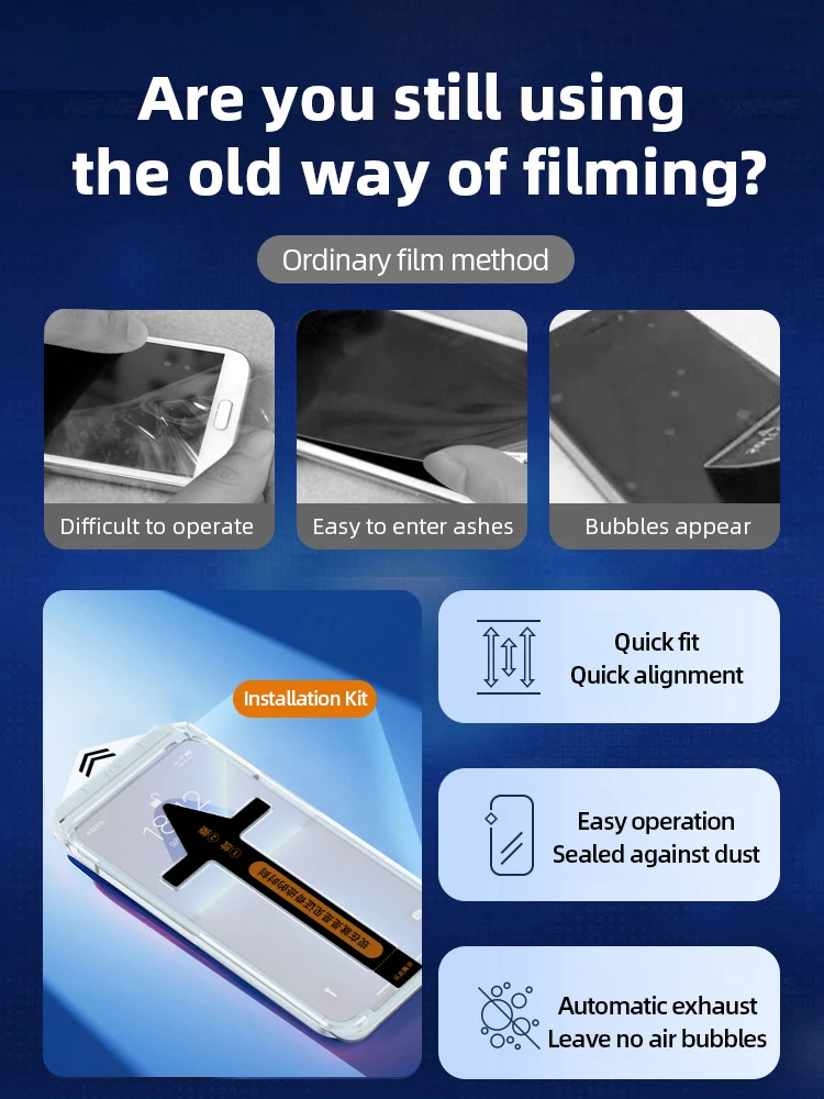 2Pcs Auto-Dust Removal Kit Privacy Anti-Spy Tempered Glass for