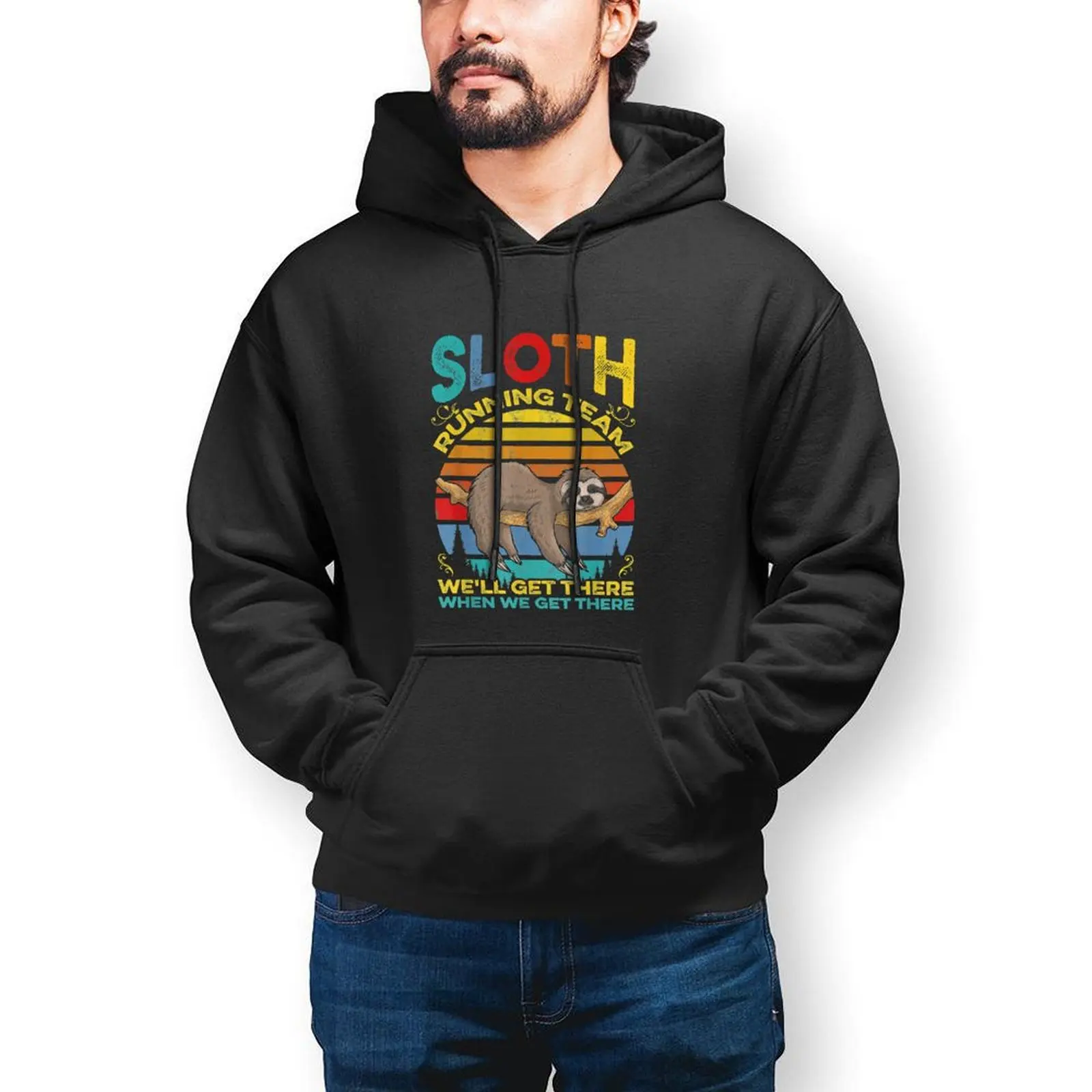 

Sloth Running Team We Will Get There Casual Hoodies Male Animal Y2k Cute Pullover Hoodie Winter Street Wear Design Sweatshirts