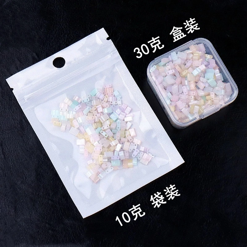 5mm 반투명 크림색 세미리프트 이중 구멍 유리 쌀알 비즈 수제 DIY 비즈 루즈 비즈 직조 재료