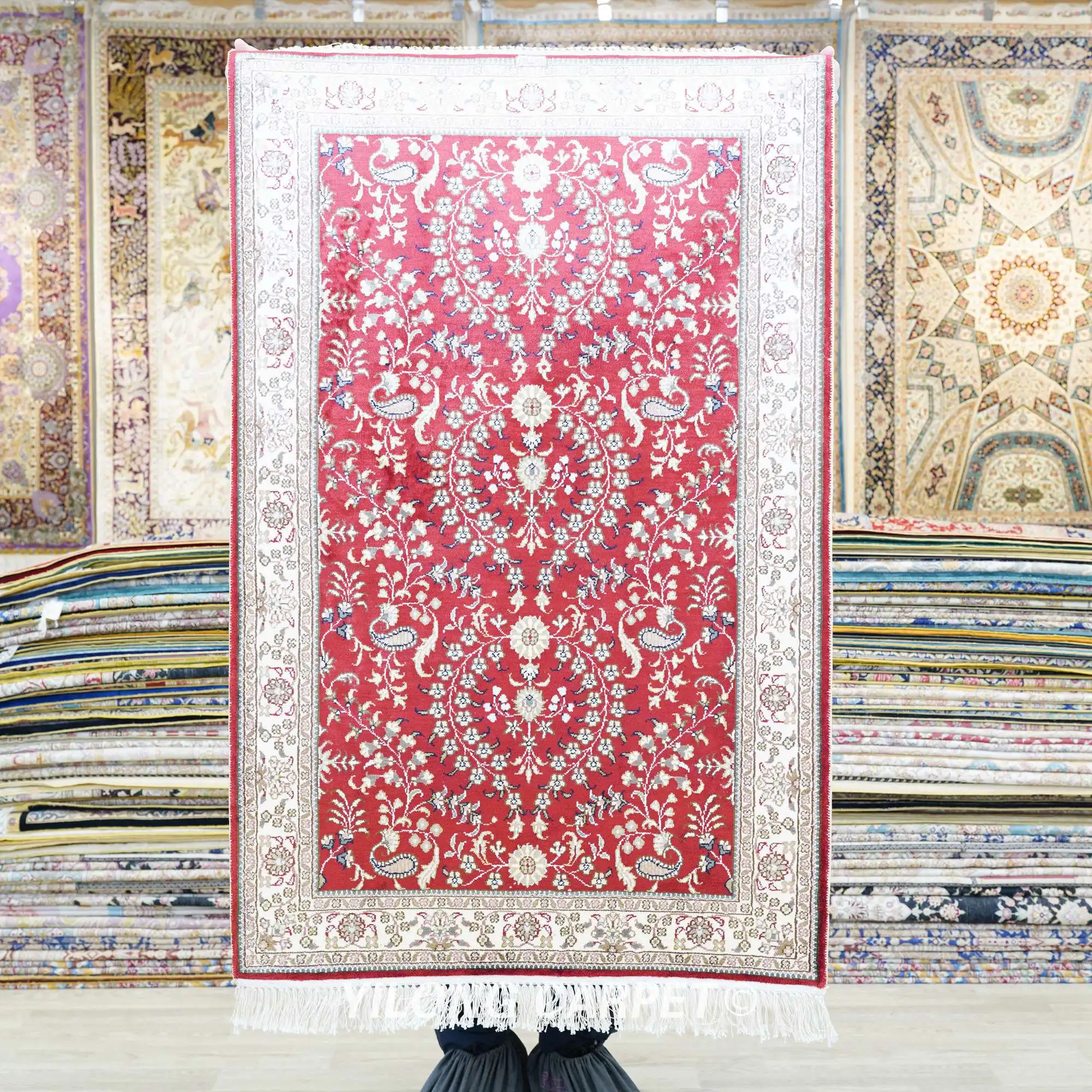 

76x122 см красный персидский шелковый ковер ручной работы ковер художественная коллекция ковер (YHW432B)