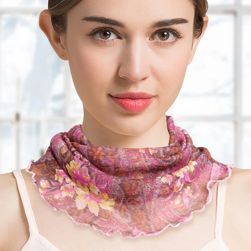 Birdtree 2PCS 100%Real Mulberry Silk Scarf Knitted Collar Collar