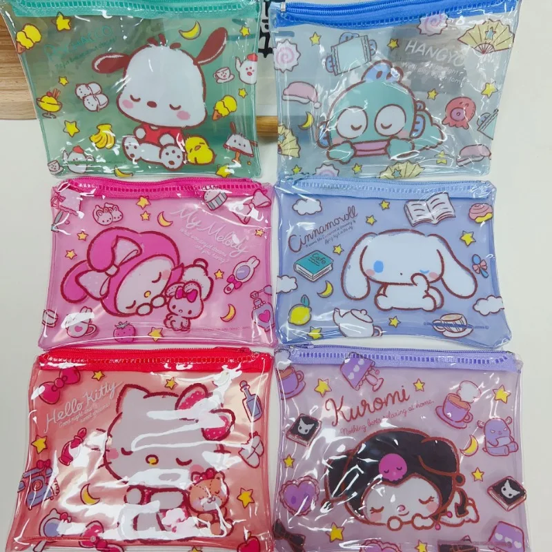 

New HelloKitty Anime Figure Sanrio Storage Bag Cute Kawaii Cinnamoroll Kuromi MyMelody Pochacco Hangyodon Portable Frirnds Gifts