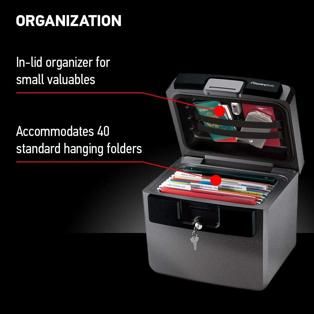Sentry Safe Fireproof and Waterproof Safe File Folder and Document Box with Key Lock Ex. 14.3 x 15.5 x 13.5 HD4100
