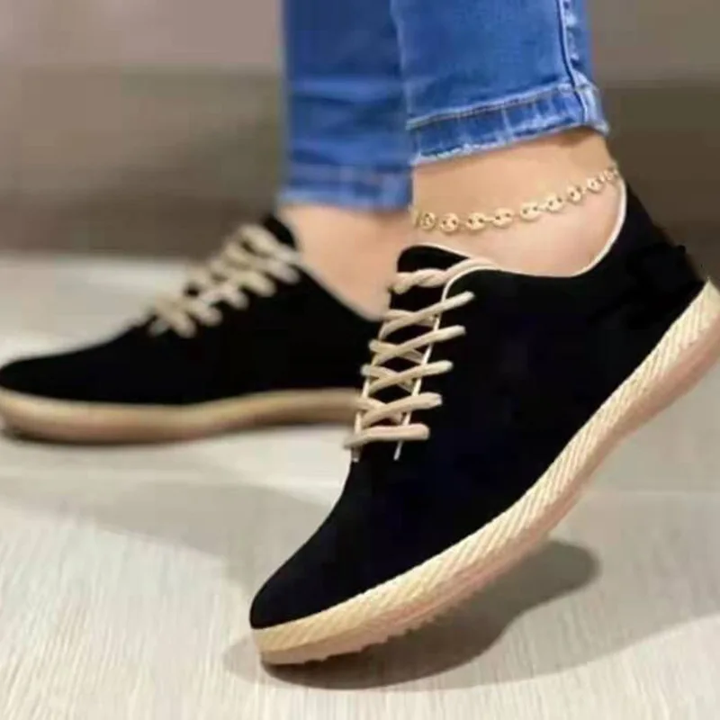 Plus Size Women's Shoes 2024 Spring Autumn Round Toe Lace-up Light Casual Women's Shoes Vintage Comfort Flat Women Loafers 3