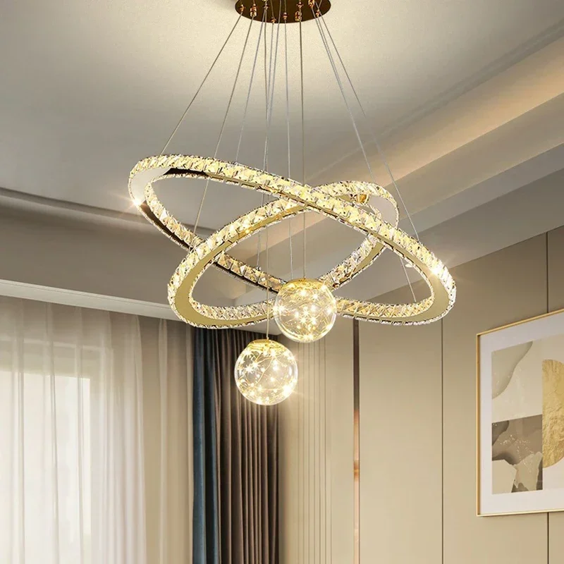 Living Room Chandelier Starry Crystal Light Luxury Restaurant Chandelier Modern Room Decor Creative Master Bedroom Lamp