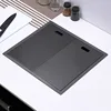 Nanometer Black Double Cover hidden kitchen Sink 304 Stainless Steel Handmade Brushed Single kitchen Sink 3